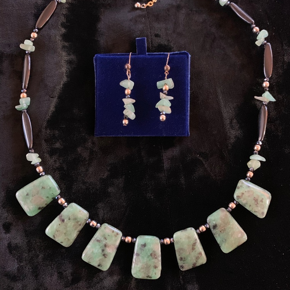 Genuine Jade & Onyx Necklace Set